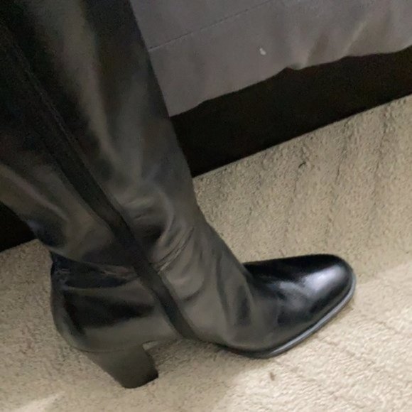 Nine West Black Leather Heeled Knee high Tall Shaft Boots 9 - Picture 14 of 16
